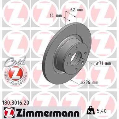 ZIMMERMANN Bremsscheibe 180.3016.20 Coat Z ZIMMERMANN Bremsscheibe 180.3016.20 Coat Z