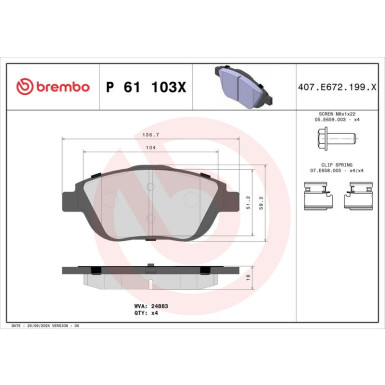 BREMBO Bremsklötze Xtra VA P 61 103X