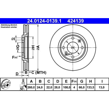ATE Bremsscheibe 24.0124-0139.1