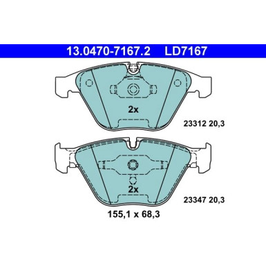 Bremsbelagsatz Bmw S. 5/6/7 2.0-4.0 02-10 Keramik ATE Ceramic 13.0470-7167.2