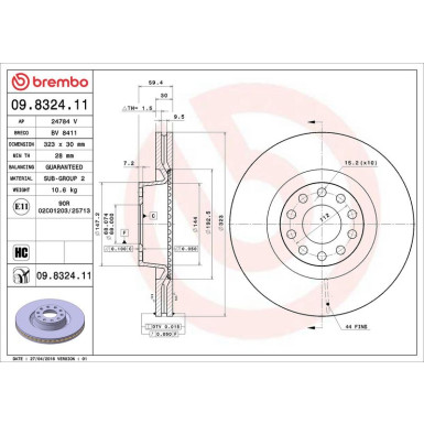 12 481 029 Bremsscheibe VA 09.8324.11 12 481 029 Bremsscheibe VA 09.8324.11