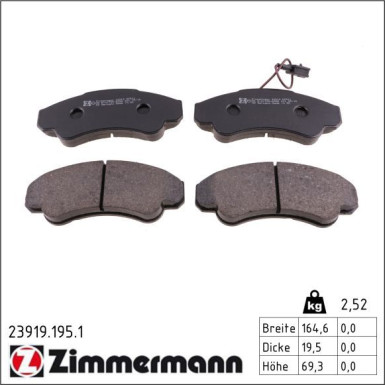 ZIMMERMANN Bremsbeläge 23919.195.1 ZIMMERMANN Bremsbeläge 23919.195.1