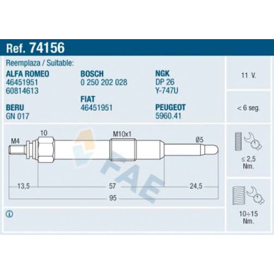 FAE Glühkerze 74156 FAE Glühkerze 74156