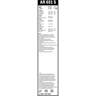 Bosch Scheibenwischer Aerotwin AR651S BOSCH AeroTwin 3397118913 Bosch Scheibenwischer Aerotwin AR651S BOSCH AeroTwin 3397118913