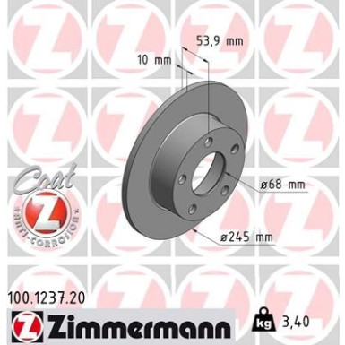 ZIMMERMANN Bremsscheibe 100.1237.20 ZIMMERMANN Bremsscheibe 100.1237.20
