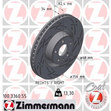 ZIMMERMANN Bremsscheibe 100.3360.55 ZIMMERMANN Bremsscheibe 100.3360.55
