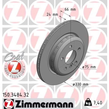 ZIMMERMANN Bremsscheibe 150.3484.32 ZIMMERMANN Bremsscheibe 150.3484.32