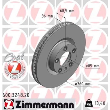 17 481 058 Bremsscheibe VA rechts 600.3248.20 17 481 058 Bremsscheibe VA rechts 600.3248.20