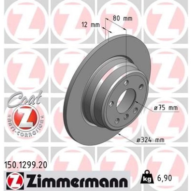 ZIMMERMANN Bremsscheibe 150.1299.20 ZIMMERMANN Bremsscheibe 150.1299.20
