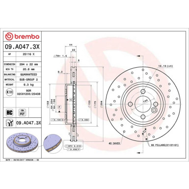 Bremsscheibe VA Xtra 09.A047.3X Bremsscheibe VA Xtra 09.A047.3X