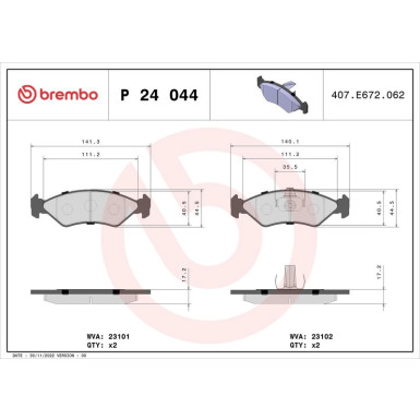 BREMBO Bremsklötze VA P 24 044 BREMBO Bremsklötze VA P 24 044