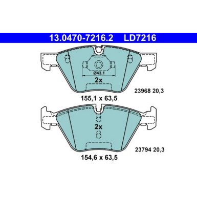Bremsbelagsatz Bmw S. 1/3/X1 Z4 1.6-3.0 03- Keramik 13.0470-7216.2 Bremsbelagsatz Bmw S. 1/3/X1 Z4 1.6-3.0 03- Keramik 13.0470-7216.2