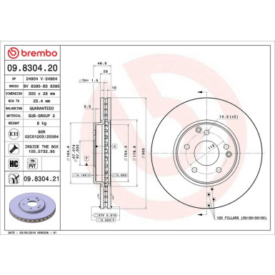 15 481 042 Bremsscheibe VA MERCEDES W203,R171 00 PRIME LINE - UV Coated 09.8304.21 15 481 042 Bremsscheibe VA MERCEDES W203,R171 00 PRIME LINE - UV Coated 09.8304.21