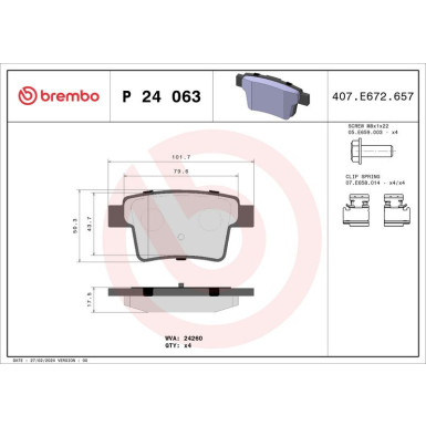 BREMBO Bremsklötze HA P 24 063 BREMBO Bremsklötze HA P 24 063