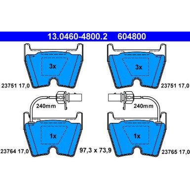 Bremsbelagsatz Vw P. Phaeton 3.2-6.0 4 Motion 02-16 13.0460-4800.2 Bremsbelagsatz Vw P. Phaeton 3.2-6.0 4 Motion 02-16 13.0460-4800.2