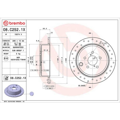 BREMBO Bremsscheibe 08.C252.1X