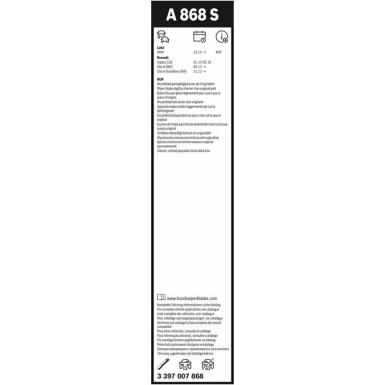 Bosch Scheibenwischer Aerotwin A868S 3397007868 Bosch Scheibenwischer Aerotwin A868S 3397007868