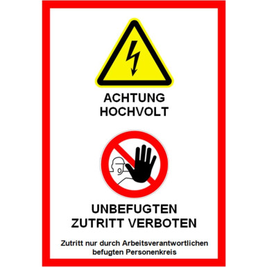 Warntafel Achtung Hochvolt 24020 Warntafel Achtung Hochvolt 24020