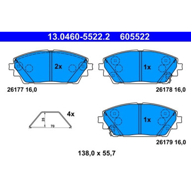Bremsbelagsatz, Scheibenbremse 13.0460-5522.2 Bremsbelagsatz, Scheibenbremse 13.0460-5522.2
