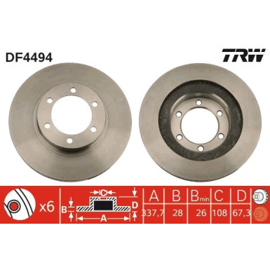 82 481 104 Bremsscheibe VA DF4494 82 481 104 Bremsscheibe VA DF4494