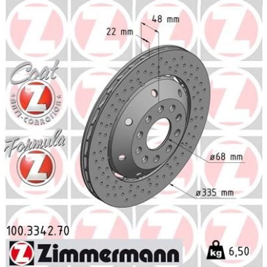 ZIMMERMANN Bremsscheibe 100.3342.70 ZIMMERMANN Bremsscheibe 100.3342.70