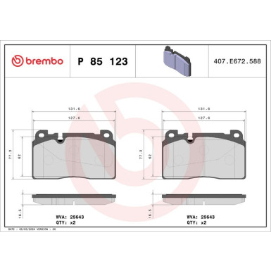 BREMBO Bremsklötze VA P 85 123