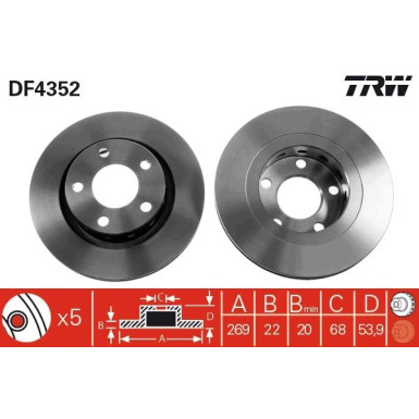 17 482 015 Bremsscheibe HA DF4352 17 482 015 Bremsscheibe HA DF4352
