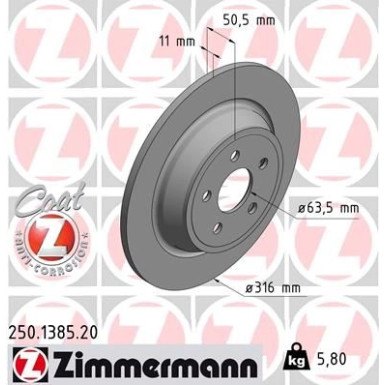 Bremsscheibe FORD Galaxy 15 Coat Z 250.1385.20