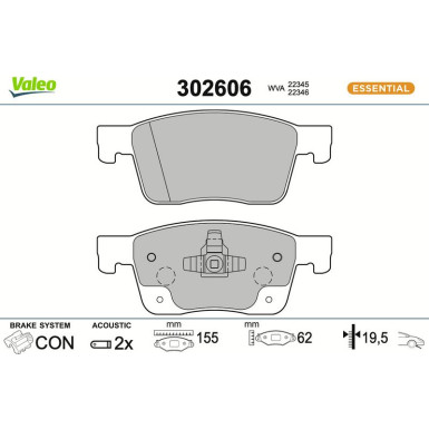 VALEO Bremsbeläge 302606 ESSENTIAL VALEO Bremsbeläge 302606 ESSENTIAL