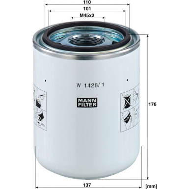 MANN-FILTER Hydraulikfilter W1428/1