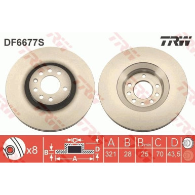 Bremsscheibe Opel P. Zafira 05- 2,0 Turbo DF6677S Bremsscheibe Opel P. Zafira 05- 2,0 Turbo DF6677S