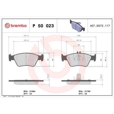 BREMBO Bremsklötze VA P 50 023 BREMBO Bremsklötze VA P 50 023