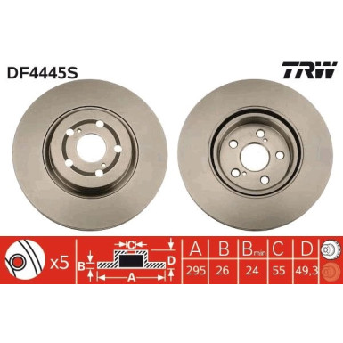 Bremsscheibe Toyota P. Avensis TRW SINGLE DF4445S Bremsscheibe Toyota P. Avensis TRW SINGLE DF4445S