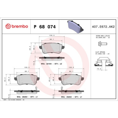 BREMBO Bremsklötze HA P 68 074
