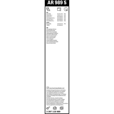 Bosch Scheibenwischer Aerotwin AR989S BOSCH AeroTwin 3397118989 Bosch Scheibenwischer Aerotwin AR989S BOSCH AeroTwin 3397118989