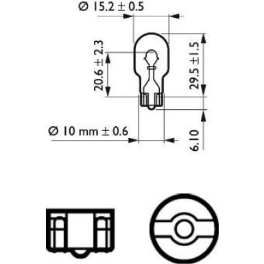 Glühlampe W16W 12V/16W (Ca-Glas) W2,1X9,5D 12067CP