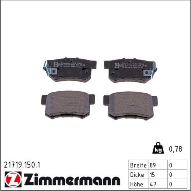 ZIMMERMANN Bremsbeläge 21719.150.1 ZIMMERMANN Bremsbeläge 21719.150.1
