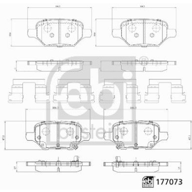 FEBI BILSTEIN Bremsbelagsatz, Scheibenbremse 177073 FEBI BILSTEIN Bremsbelagsatz, Scheibenbremse 177073