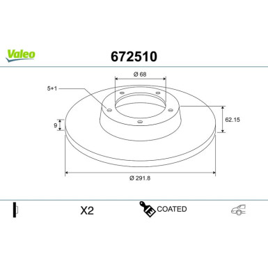 VALEO Bremsscheibe 672510