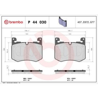 BREMBO Bremsklötze VA P 44 030 BREMBO Bremsklötze VA P 44 030
