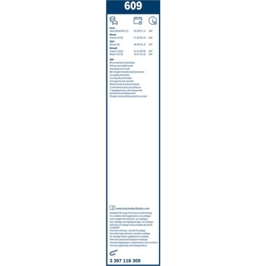 609 BOSCH Wischerblatt 3397118309 609 BOSCH Wischerblatt 3397118309