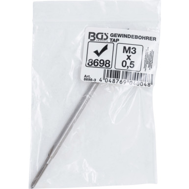BGS Gewindebohrer lang für Art. 8698 M3 x 0,5 8698-3 BGS Gewindebohrer lang für Art. 8698 M3 x 0,5 8698-3