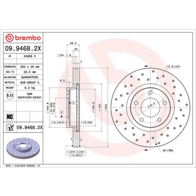 Bremsscheibe VA Xtra 09.9468.2X Bremsscheibe VA Xtra 09.9468.2X
