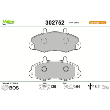 VALEO Bremsbeläge 302752 ESSENTIAL