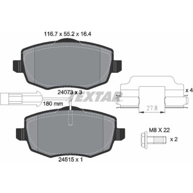 Bremsbelagsatz Lancia P. Ypsilon 1.2-1.4 03-11 Mit Sensor 2407304 Bremsbelagsatz Lancia P. Ypsilon 1.2-1.4 03-11 Mit Sensor 2407304