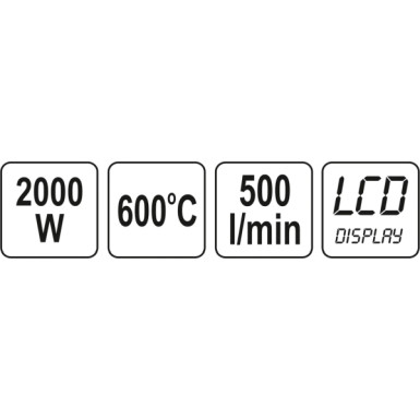Heissluftpistole 2000W 70~600Ïc Mit Zubeh÷r Und Lcd-Anzeige YT-82293