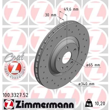 12 481 044 Sport Bremsscheibe VA Sport 100.3327.52 12 481 044 Sport Bremsscheibe VA Sport 100.3327.52