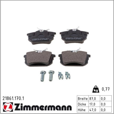 ZIMMERMANN Bremsbeläge 21861.170.1 ZIMMERMANN Bremsbeläge 21861.170.1