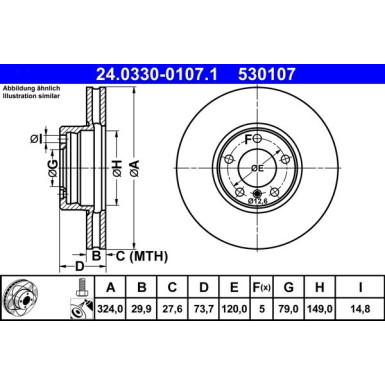 Bremsscheibe Bmw S. E39 96-04 Power Disc 24.0330-0107.1 Bremsscheibe Bmw S. E39 96-04 Power Disc 24.0330-0107.1