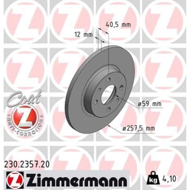 ZIMMERMANN Bremsscheibe 230.2357.20 Coat Z ZIMMERMANN Bremsscheibe 230.2357.20 Coat Z